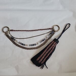 Elegant Black and Brown Chain Tassel Accessory
